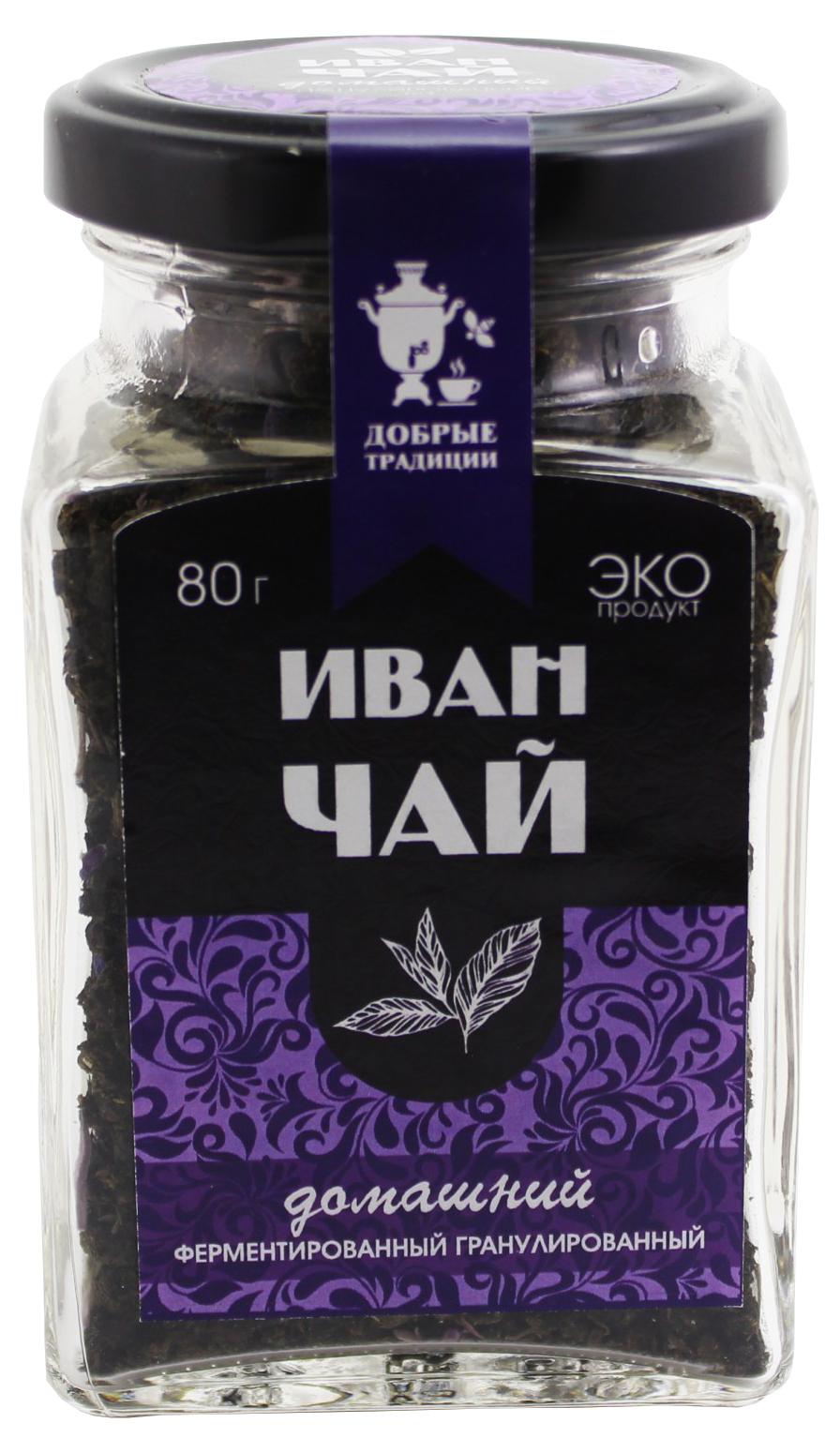 Иван-чай Добрые традиции гранулированный с цветочками домашний 80 гр., стекло