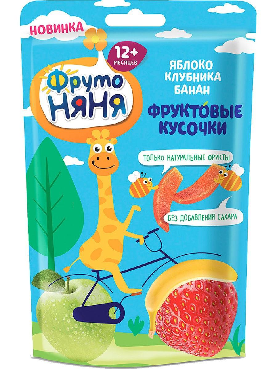 Десерт для детей Фруто Няня Фруктовые кусочки из яблок и клубники 16 гр.