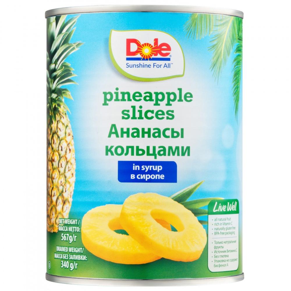 Ананасы Dole кольца в сиропе, 567 гр., ж/б