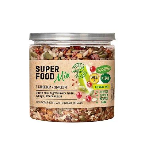 Смесь семян Super food mix с клюквой и яблоком 260 гр., ПЭТ