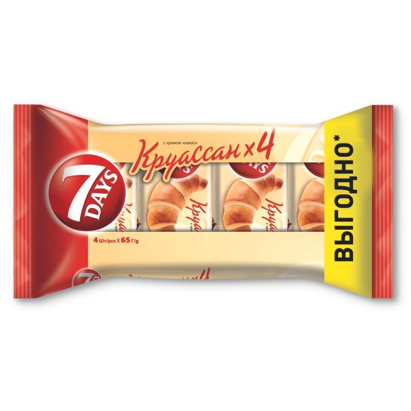 Круассан 7 Days с кремом какао 4 штуки 260 гр., флоу-пак