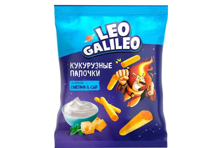 Снеки кукурузные Leo Galileo сметана и сыр, 45 гр., флоу-пак