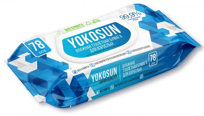 Влажная туалетная бумага для взрослых YokoSun 78 шт., флоу-пак