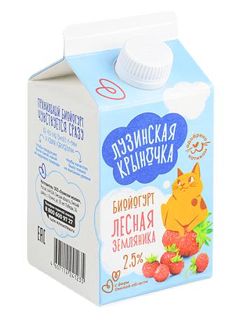 Биойогурт Лузинская Крыночка славянский фруктовый лесная земляника 2,5% 450 гр., тетра-пак