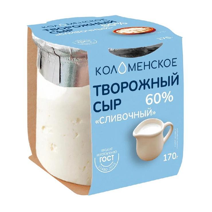 Сыр творожный Коломенский сливочный 60% 170 гр., стекло