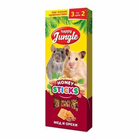 Палочки для мелких грызунов HJ мед и орехи 3 штуки 90 гр., картон