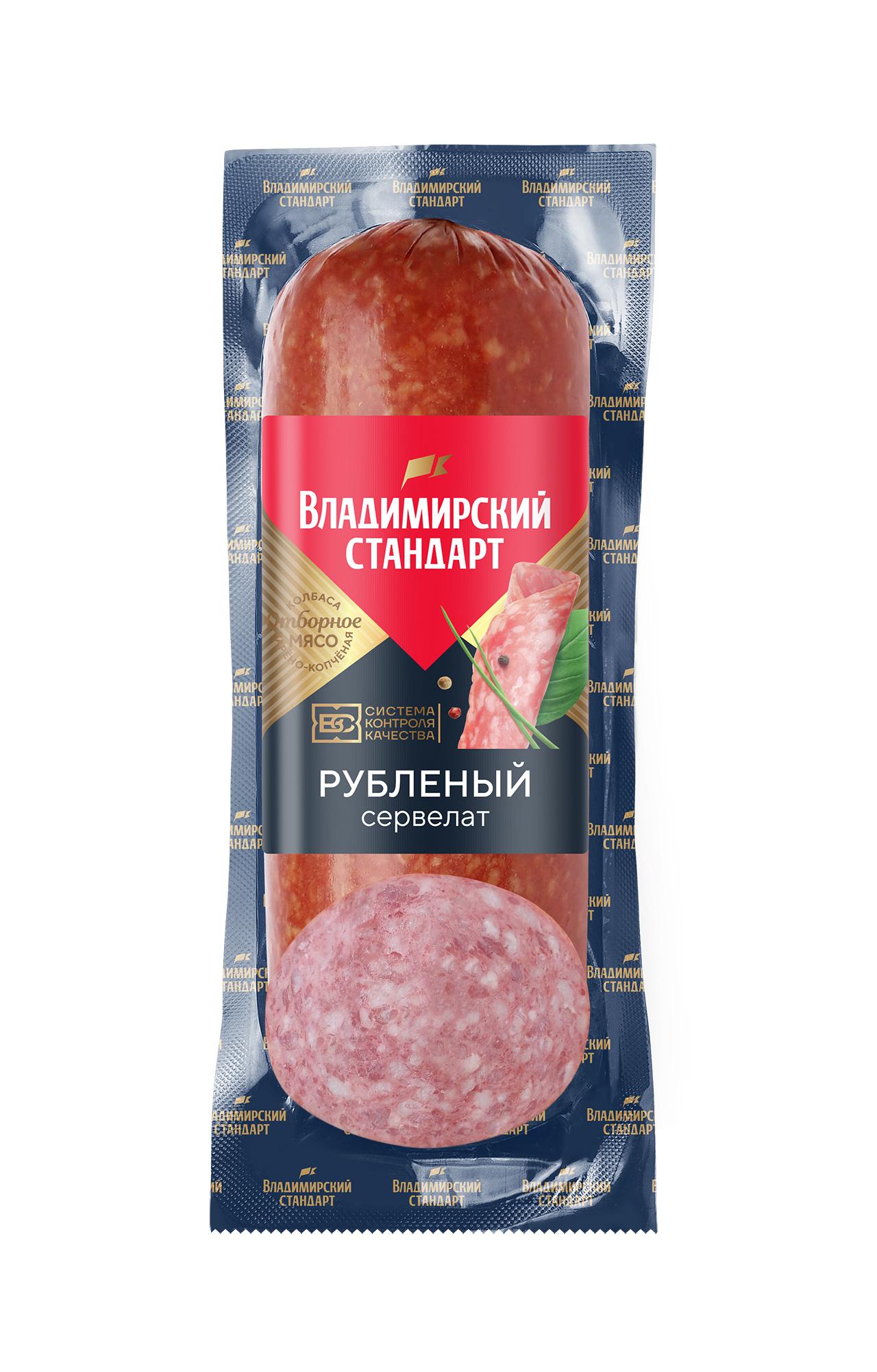 Колбаса полукопченая Владимирский Стандарт сервелат рубленый 300 гр., в/у
