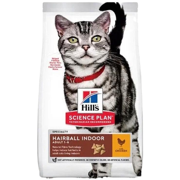 Корм для выведения шерсти из желудка у домашних кошек сухой Hills Science Plan с курицей 1,5 кг., пакет