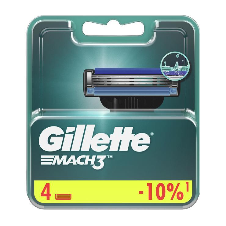 Кассета для бритвенного станка Gillette mach 3 4 шт., пластиковая упаковка