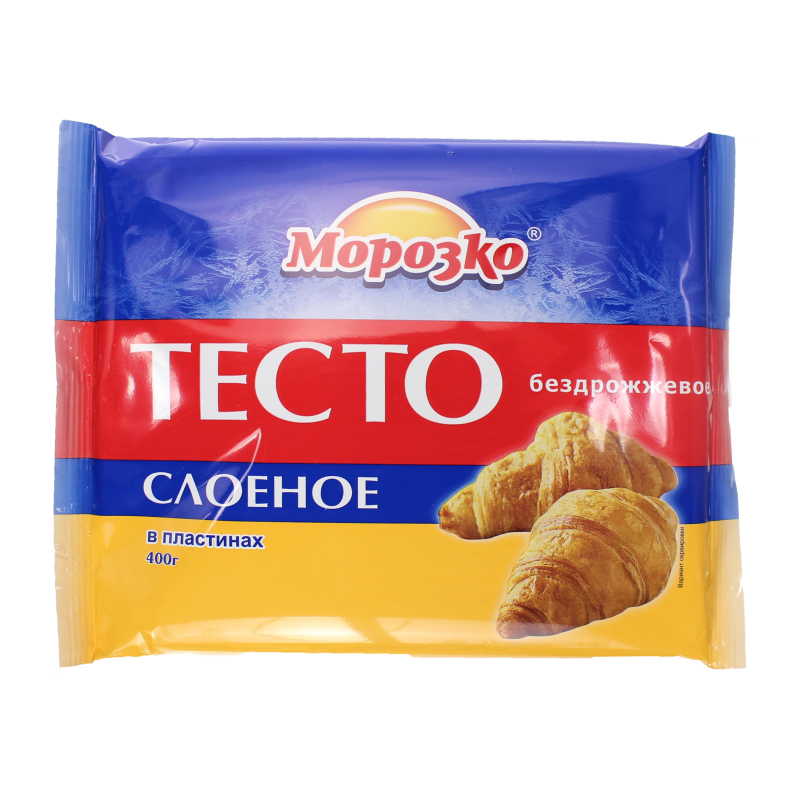 Тесто Морозко слоеное бездрожжевое (пластины) замороженное, 400 гр., флоу-пак