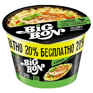 Лапша Big Bon быстрого приготовления курица+ соус сальса, 102 гр, стакан