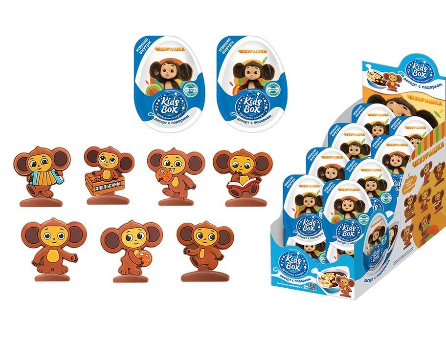 Десерт шоколадный Kids Box Чебурашка с подарком в яйце 20 гр., ПЭТ