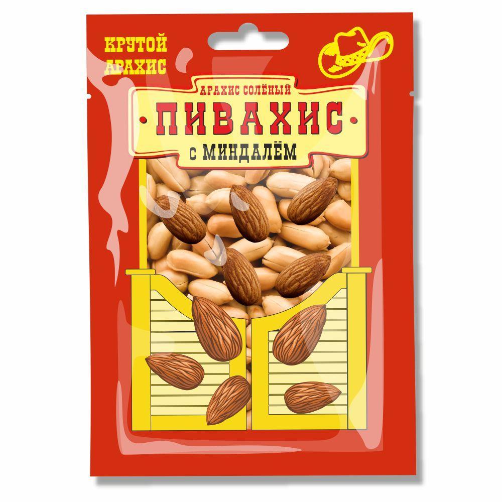 Арахис ПИВАХИС ж/с с миндалём 50 гр., флоу-пак