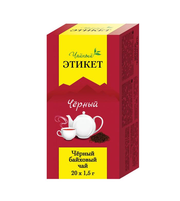 Чай Этикет черный байховый 20 пакетиков 30 гр., картон