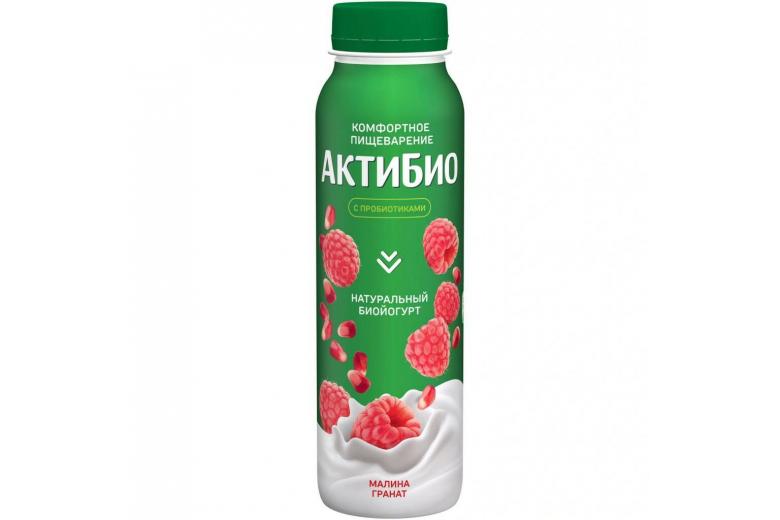 Йогурт питьевой Актибио малина-гранат 1,5% 260 гр., ПЭТ