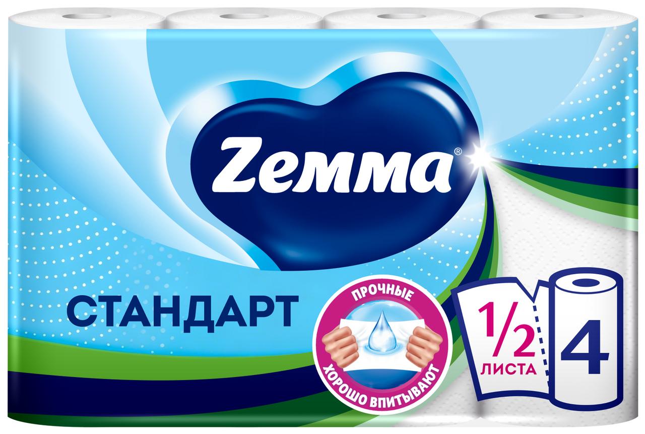 Бумажные полотенца ZEMMA белые 2 слоя 4 шт., пакет