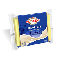 Сыр President Сливочный плавленый нарезка 40%, 8 л., ПЭТ