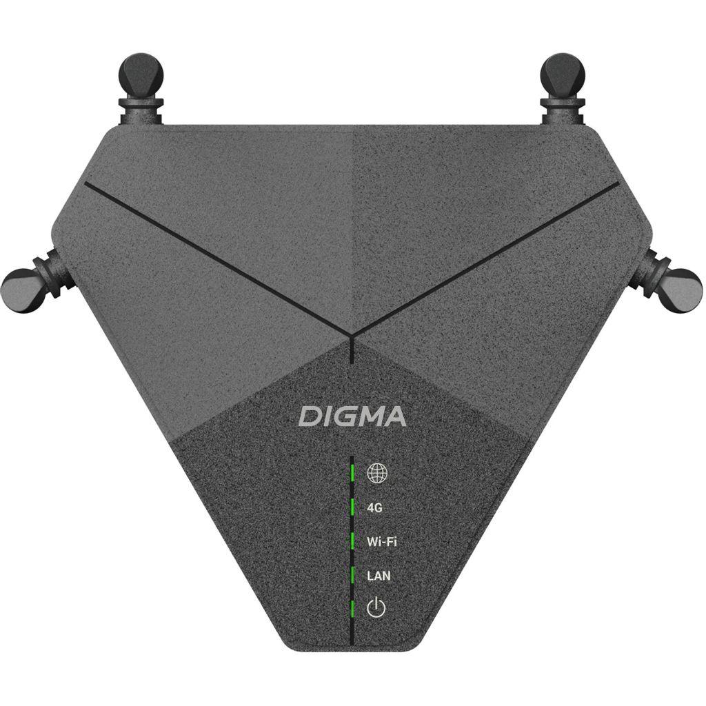 Wi-Fi роутер Digma DWR-N302LTE, Wi-Fi 4, N300, 2.4ГГц, 2 LAN, 2G/3G/4G, черный