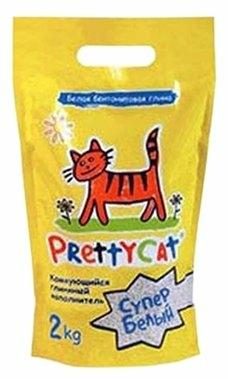 Наполнитель PrettyCat бентонитовый комкующийся Cупер белый 2 кг., пакет