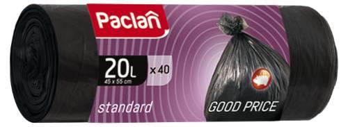 Мешки для мусора 20 л, 40 шт, цвет черный, Paclan Standart, Бумажная упаковка