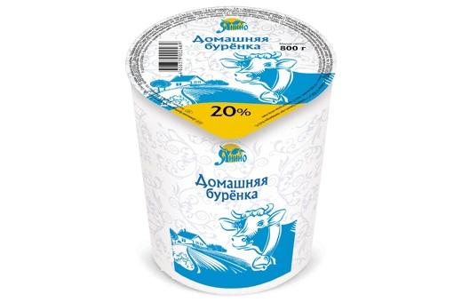 Сметаносодержащий продукт Янино сзмж 20%, Домашняя бурёнка, 800 гр., ПЭТ