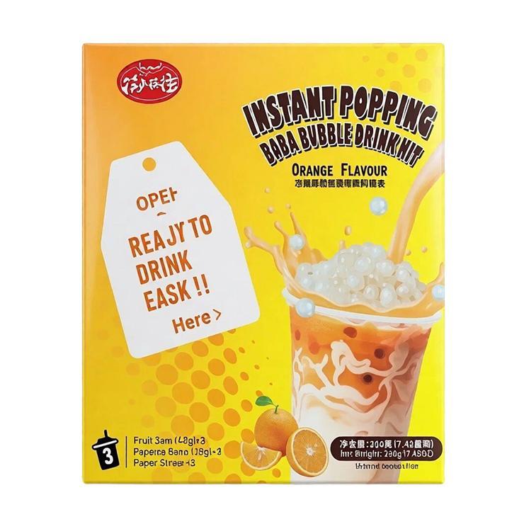 Напиток молочный KLKW bubble tea popping boba bubble kit orange со вкусом апельсина 210 гр., картон