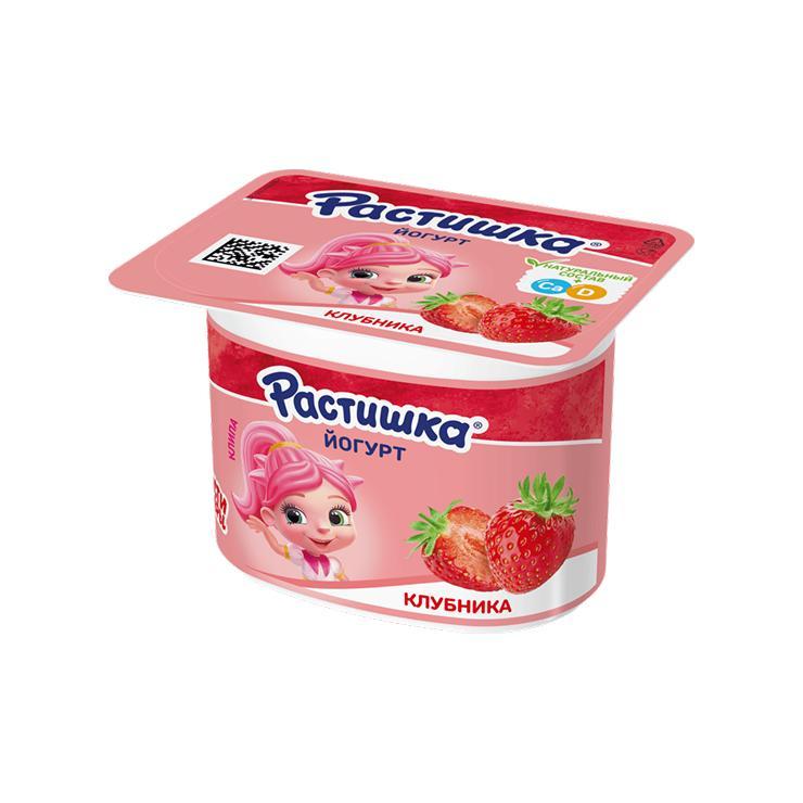 Йогурт Растишка клубника 110 гр., пластиковая упаковка