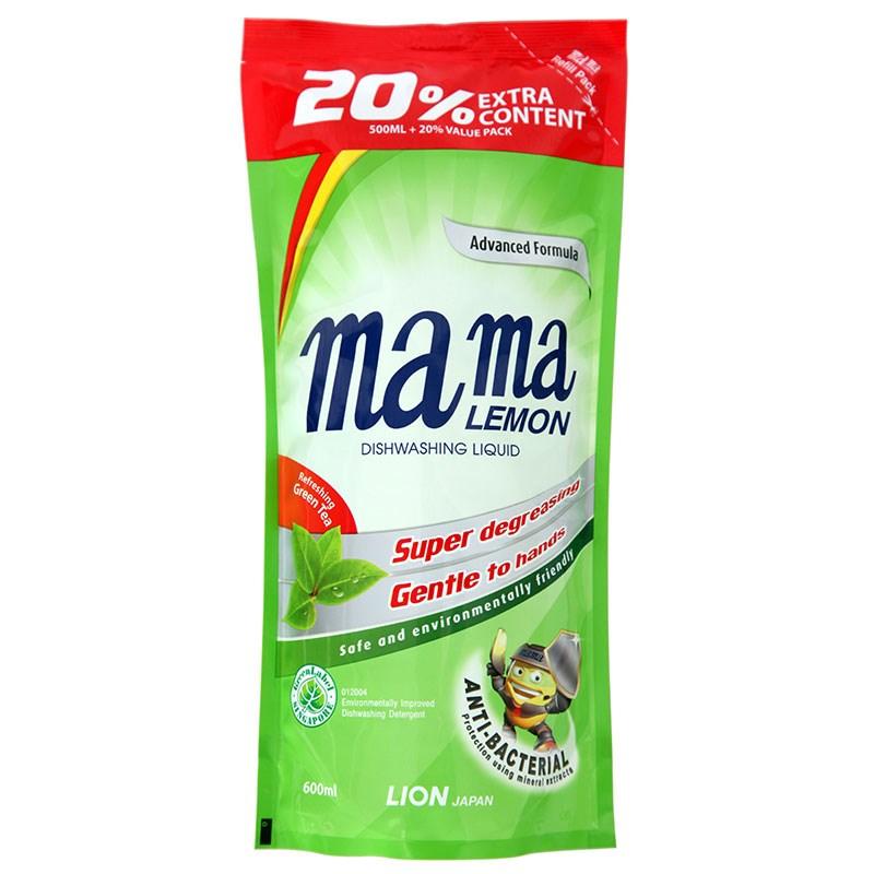 Средство для мытья посуды Mama Lemon c ароматом зеленого чая, 600 мл., ПЭТ