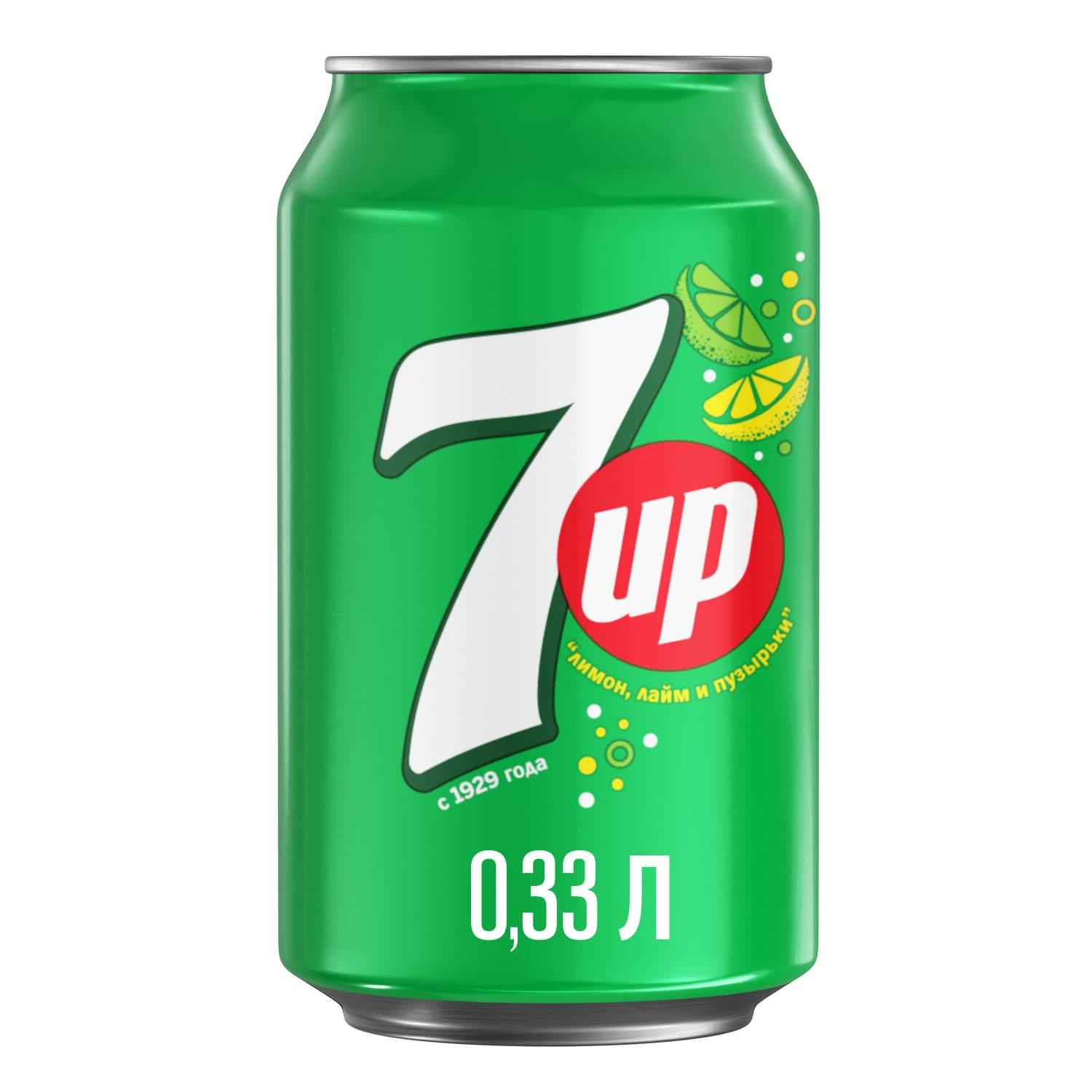 Напиток газированный 7 UP лимон лайм 330 мл., ж/б