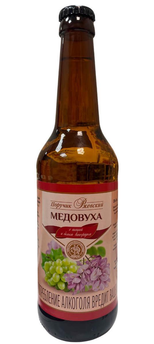 Медовуха Поручик Ржевский Акация-Белый виноград 450 мл., стекло