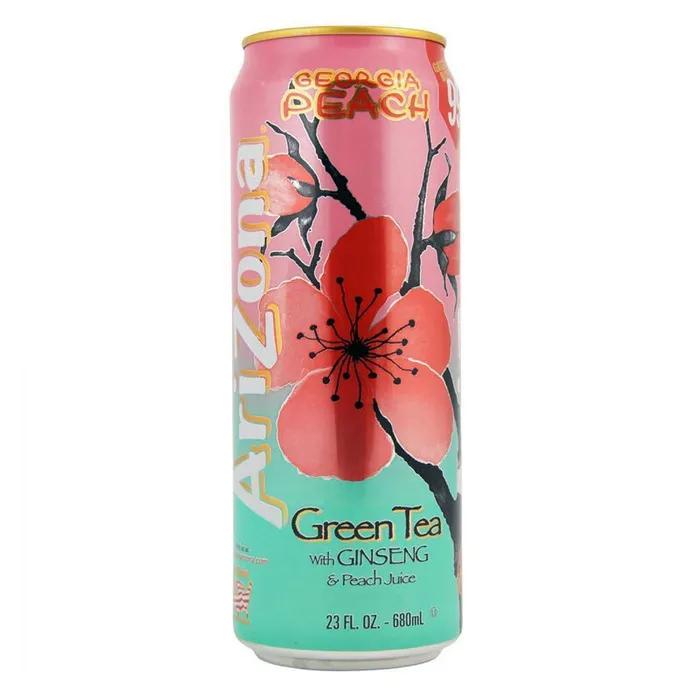 Чай холодный Arizona Georgia Peach Green Tea персик с женьшенем США 680 мл., ж/б