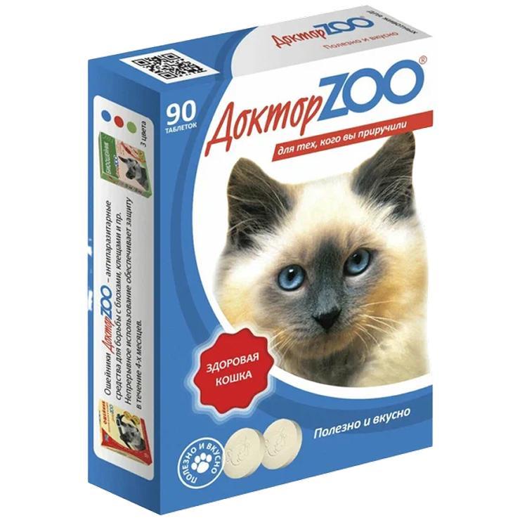 Таблетки для кошек Doctor Zoo добавка витаминно-минеральная со вкусом морских водорослей 90 таблеток., картон