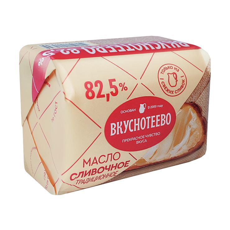 Масло сливочное Вкуснотеево традиционное 82.5% 180 гр., обертка