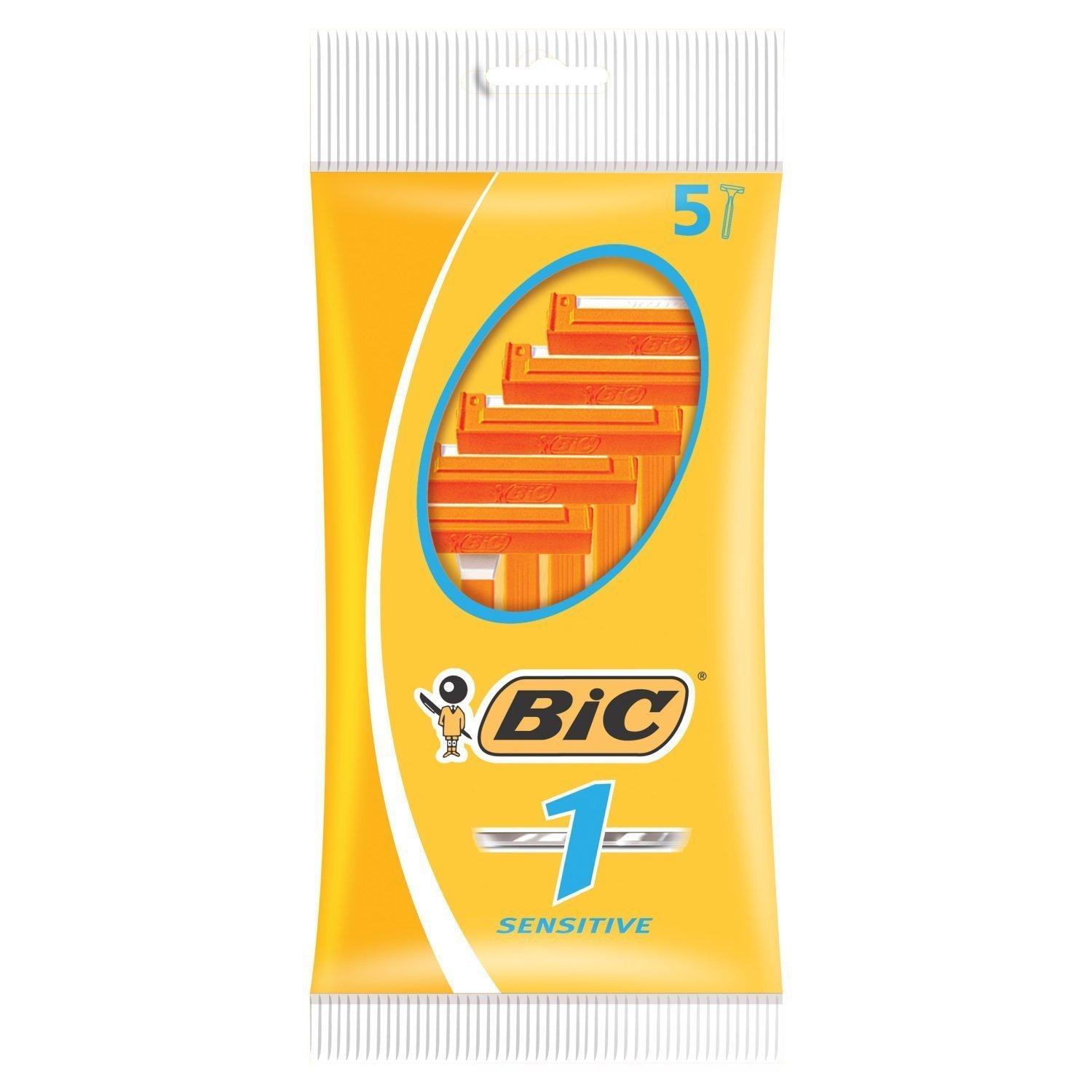 Станки для бритья одноразовые BIC для чувствительной кожи 5 шт., флоу-пак