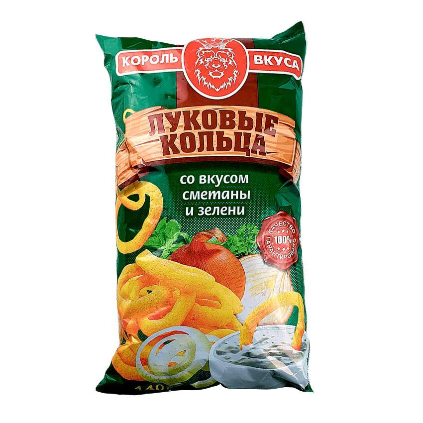 Кольца луковые Король Вкуса сметана и зелень 140 гр., флоу-пак