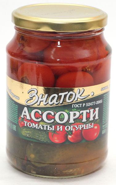 Ассорти Знаток Томаты и огурцы 720 гр., стекло