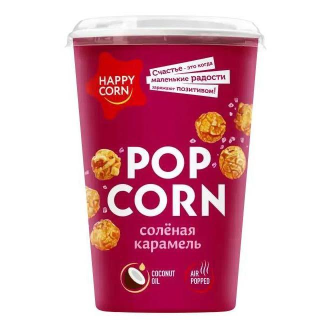 Кукуруза Happy Corn воздушная со вкусом карамели, 90 гр., картонный стакан