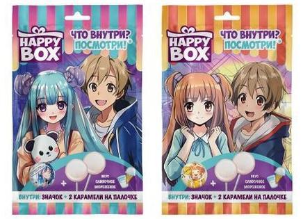 Карамель на палочке Happy Box Аниме сливочное мороженое и значок 20 гр., флоу-пак