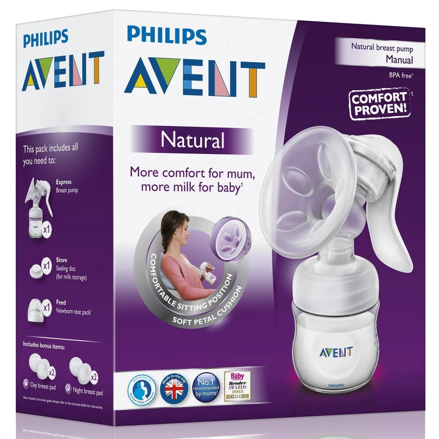 Молокоотсос Philips ручной соска серии Natural, фиксирующее кольцо, картон