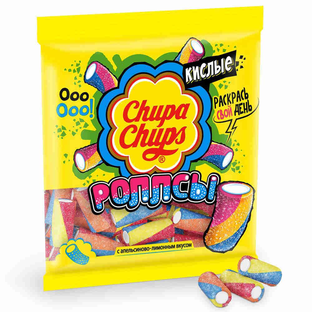 Мармелад Chupa Chups кислые роллсы 150 гр., флоу-пак