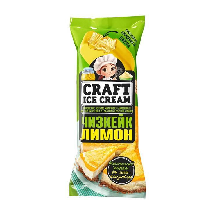 Мороженое эскимо Craft Ice Cream чизкейк лимон 80 гр., флоу-пак