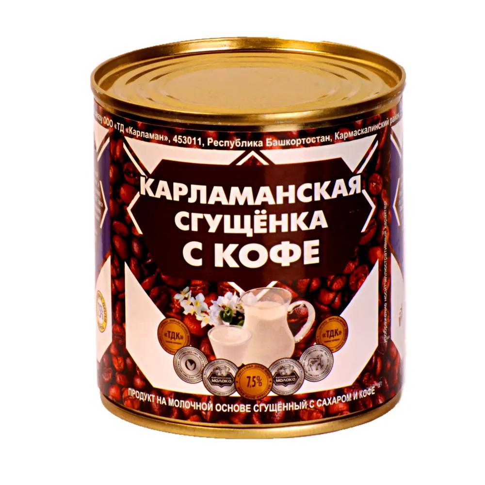 Молоко сгущенное Карламанский МК КОФЕ цельное с сахаром 7,5% ГОСТ 370 гр., ж/б