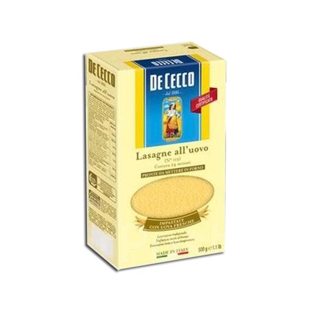 Макаронные изделия яичные 112 Лазанье De Cecco, 500 гр., флоу-пак