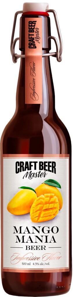 Напиток пивной крафтовый Craft Beer Манго Мания нефильтр., осветл., пастериз., 4,5%, 500 мл., стекло