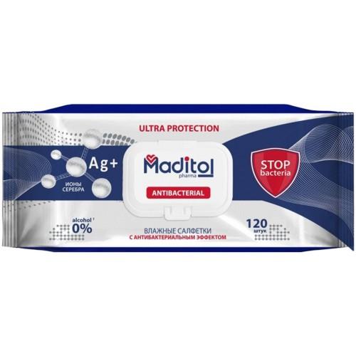 Салфетки Maditol антибактериальные влажные 120 шт., флоу-пак