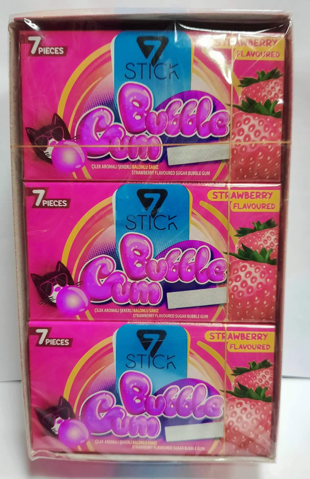 Жевательная резинка 7 STICK Buble gum Клубника 24 шт. 350 гр., картон