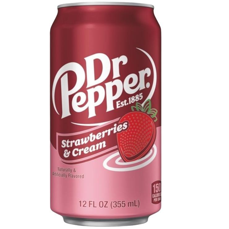 Напиток газированный Dr.Pepper Strawberries & Cream клубничный крем США 355 мл., ж/б