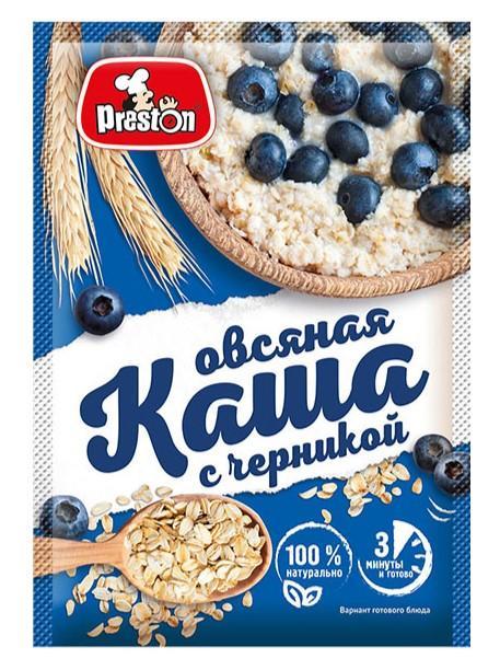 Каша Preston овсяная с черникой быстрого приготовления 37 гр., саше