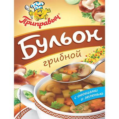 Бульон Приправыч грибной с овощами и зеленью 75 гр., флоу-пак