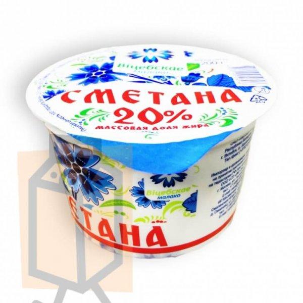 Сметана 20% Витебское молоко 200 гр., стакан